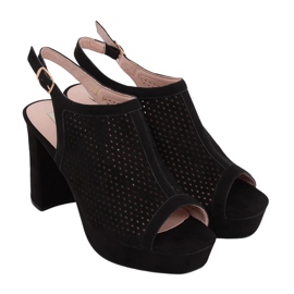 Sandales à talons ajourées noires 9R82 Noir le noir