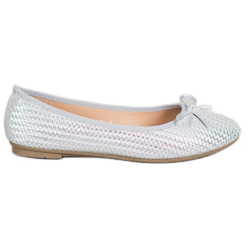SHELOVET Ballerines Argent Tressées