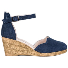 Filippo Chaussures compensées en cuir bleu marin bleu