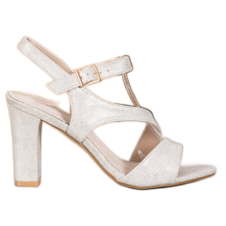 Goodin Sandales élégantes à paillettes gris d'or