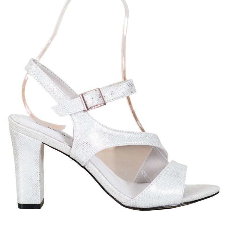 Goodin Sandales élégantes à paillettes argent gris