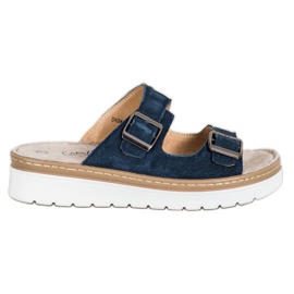 Filippo Pantoufles En Cuir Confortables bleu