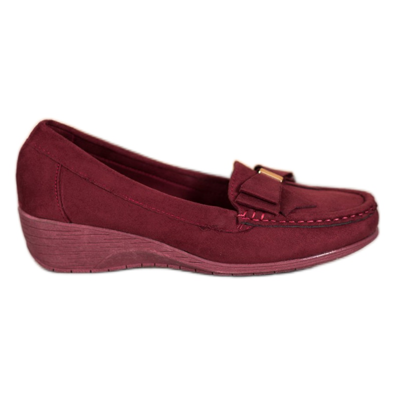 SHELOVET Ballerines bordeaux sur un coin rouge