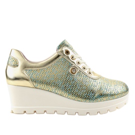 Baskets compensées à la mode dorées JFL663-5