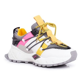 SEA Chaussures de sport femme LA91 blanches noir multicolore jaune