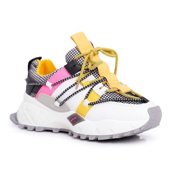SEA Chaussures de sport femme LA91 blanches noir multicolore jaune