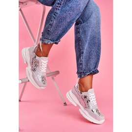 S.Barski Baskets sport en cuir argentées LR92099 gris