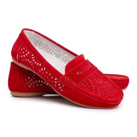 S.Barski Mocassins ajourés en daim rouge LR92309