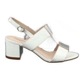 Sandales à talons bas Sergio Leone SK910 blanc gris