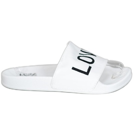 Small Swan Pantoufles en cuir écologique LOVE &amp; HATE blanc