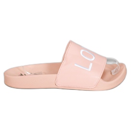 Small Swan Pantoufles en cuir écologique LOVE & HATE rose Small Swan Pantoufles en cuir écologique LOVE & HATE rose