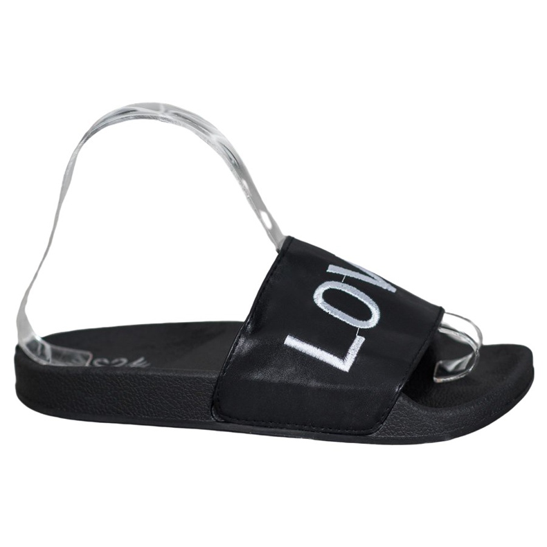 Small Swan Pantoufles en cuir écologique LOVE &amp; HATE le noir