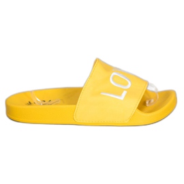 Small Swan Pantoufles en cuir écologique LOVE &amp; HATE jaune