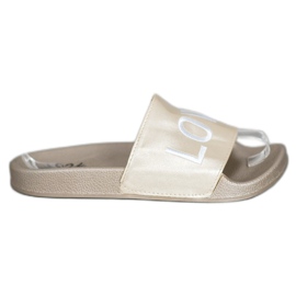 Small Swan Pantoufles en cuir écologique LOVE &amp; HATE doré