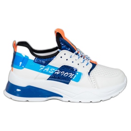 SHELOVET Baskets mode blanches bleu SHELOVET Baskets mode blanches bleu