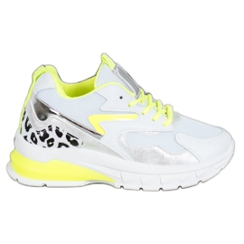 Ideal Shoes Baskets à empiècements jaunes blanc multicolore