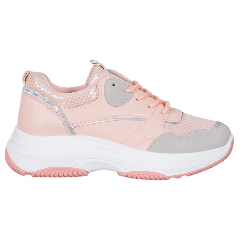 Ideal Shoes Baskets à plateforme décontractées rose