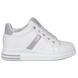 SHELOVET Baskets à empiècements pailletés blanc