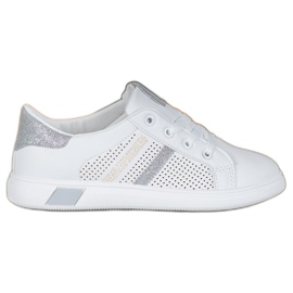 SHELOVET Chaussures de sport blanches à paillettes gris