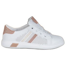 SHELOVET Chaussures de sport blanches à paillettes jaune SHELOVET Chaussures de sport blanches à paillettes jaune