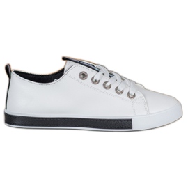 SHELOVET Baskets élégantes en cuir écologique blanc