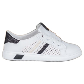SHELOVET Chaussures de sport blanches à paillettes noir