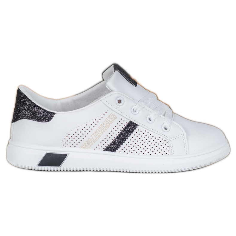 SHELOVET Chaussures de sport blanches à paillettes le noir
