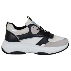 Ideal Shoes Baskets à plateforme décontractées noir multicolore jaune