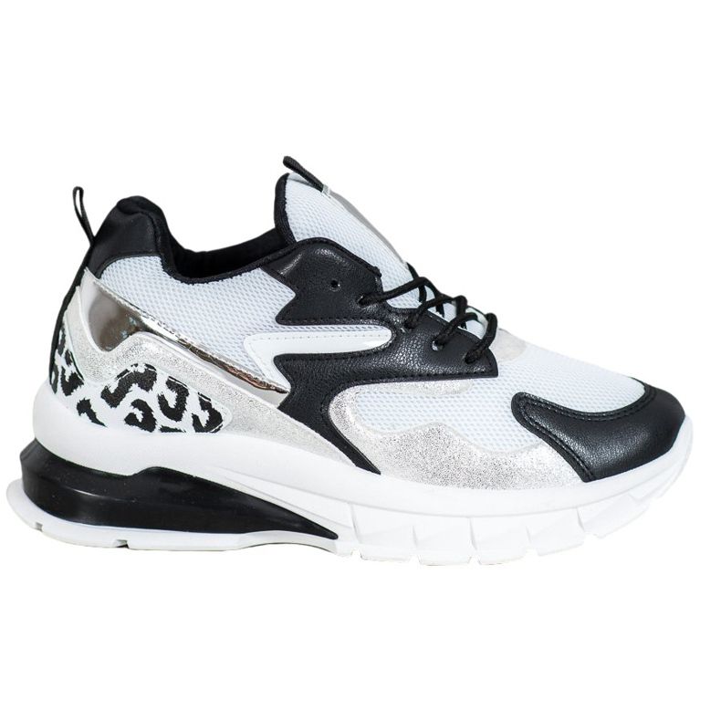 Ideal Shoes Baskets avec empiècements noirs blanche le noir