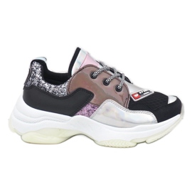 Baskets de sport élégantes noires B0-206 le noir multicolore