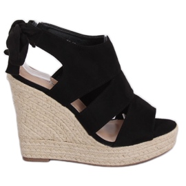 Espadrilles noires sur compensées 77-77 Noir le noir
