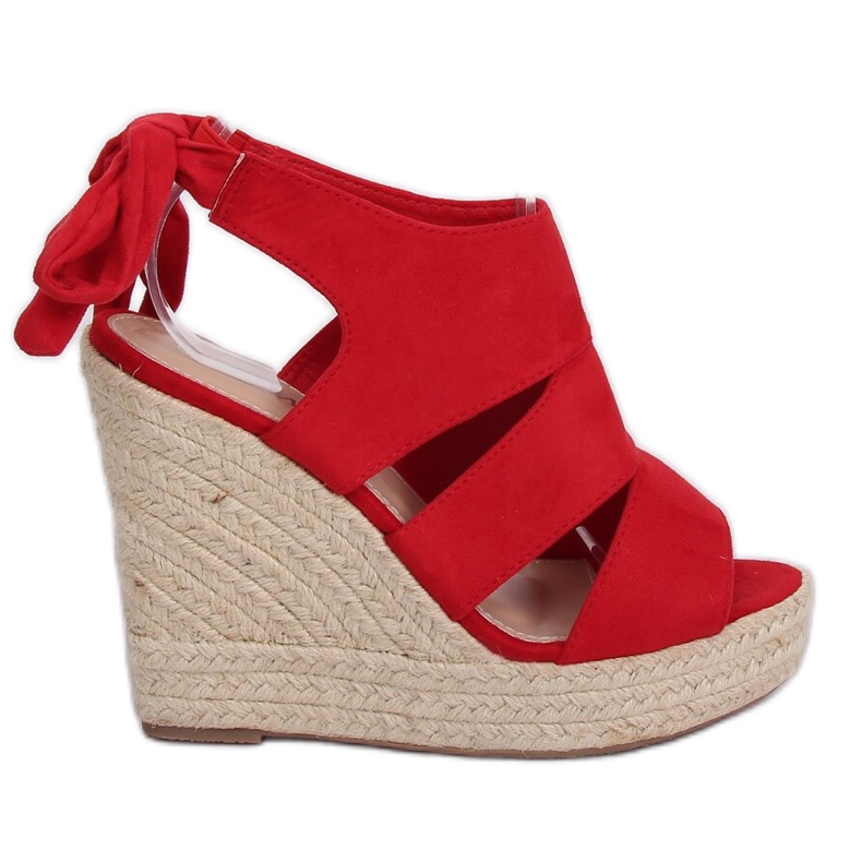 Espadrilles rouges sur compensées, rouge 77-77 Rouge