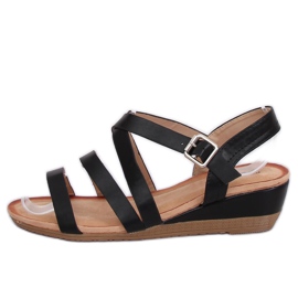 Sandales noires sur talon compensé S060064 Noir le noir