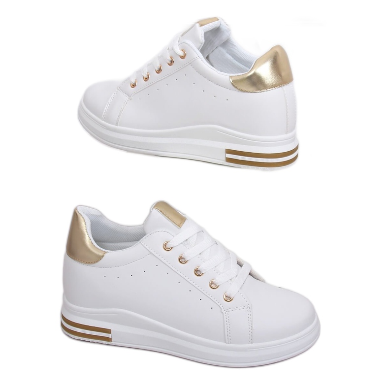 Baskets femme blanches L8035 Or