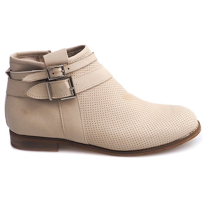 Boots ajourées à fermeture éclair H208 Beige