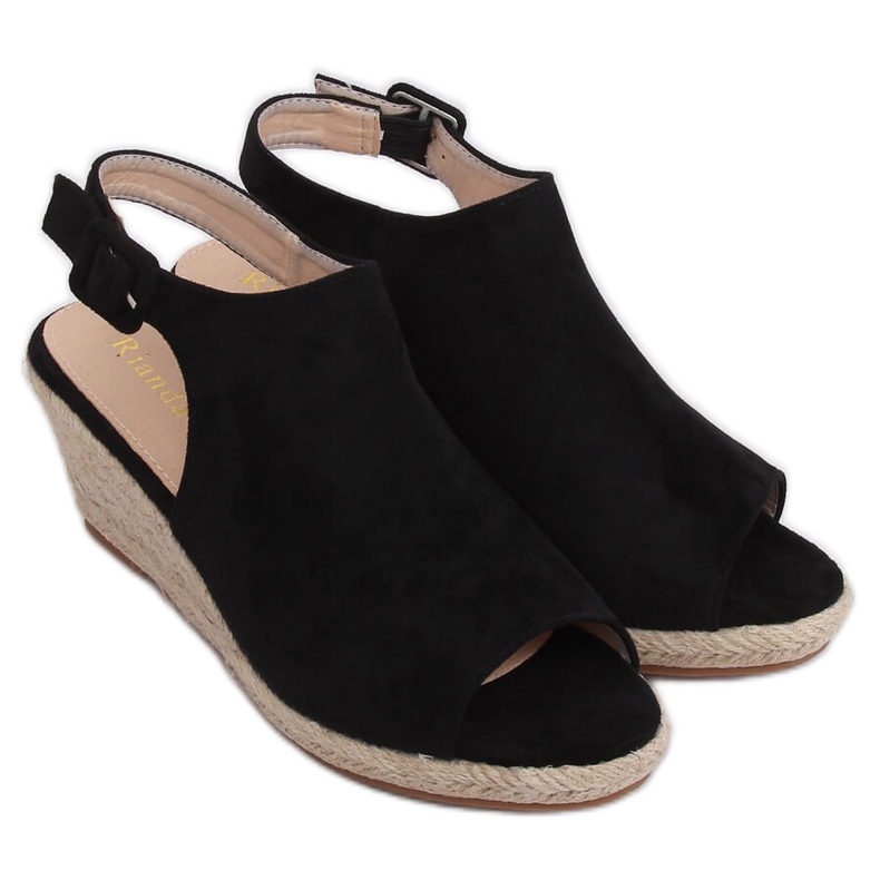 Espadrilles noires sur compensées F3303 Noir le noir