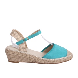 Espadrilles compensées menthe LLI-3M85 Vert multicolore