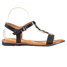 Small Swan Sandales noires confortables le noir