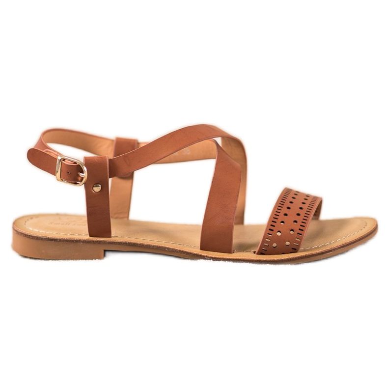 Small Swan Sandales marron avec cuir écologique brun