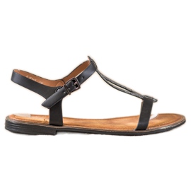 Small Swan Sandales élégantes avec cuir écologique le noir Small Swan Sandales élégantes avec cuir écologique le noir