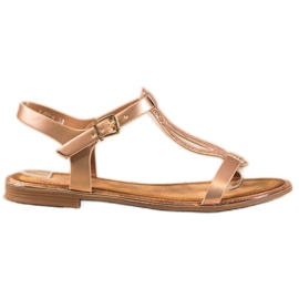 Small Swan Sandales élégantes avec cuir écologique doré