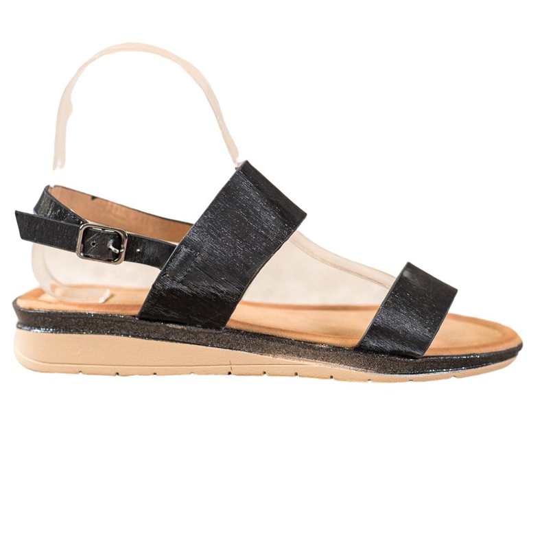 Small Swan Sandales noires brillantes le noir Small Swan Sandales noires brillantes le noir