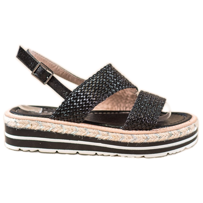 Small Swan Sandales tressées sur la plate-forme le noir