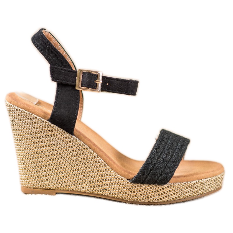 SHELOVET Sandales compensées élégantes le noir SHELOVET Sandales compensées élégantes le noir