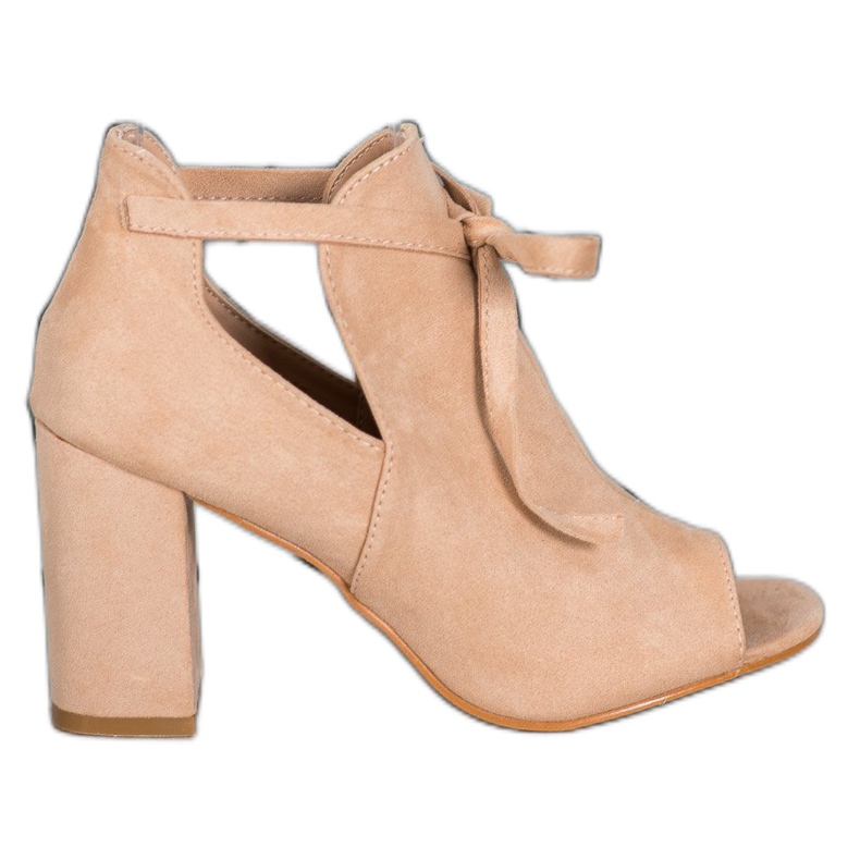 Bottines VINCEZA à bout ouvert et nouées beige Bottines VINCEZA à bout ouvert et nouées beige