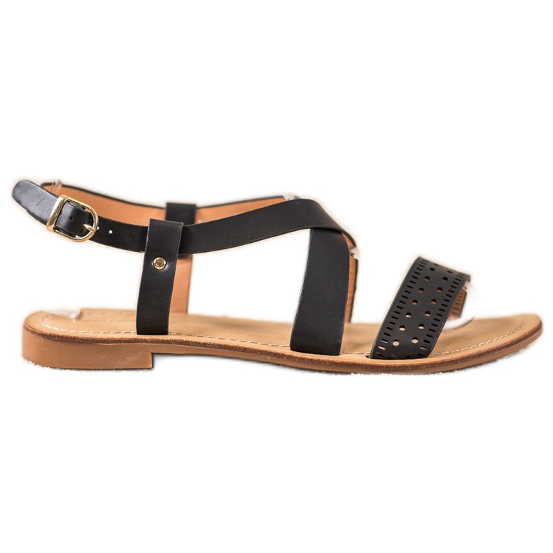 Small Swan Sandales noires avec cuir écologique le noir Small Swan Sandales noires avec cuir écologique le noir