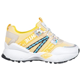 Bona Baskets en maille d'amour blanche jaune