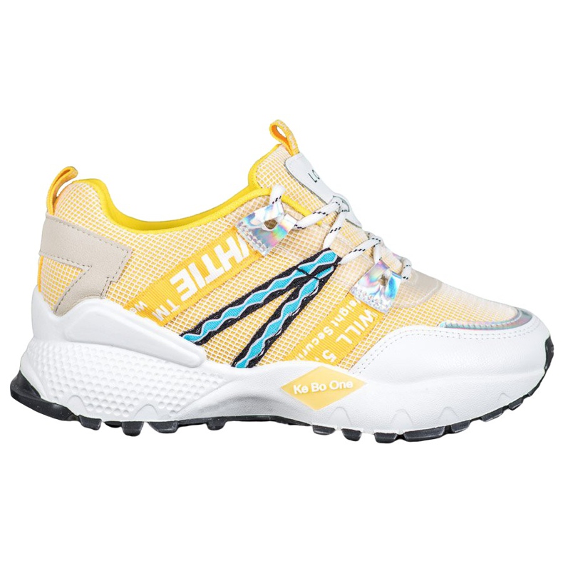 Bona Baskets en maille d'amour blanche jaune