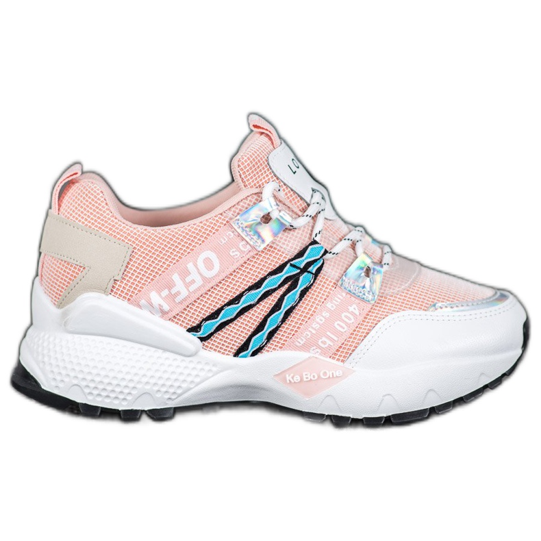 Bona Baskets en maille d'amour blanche rose