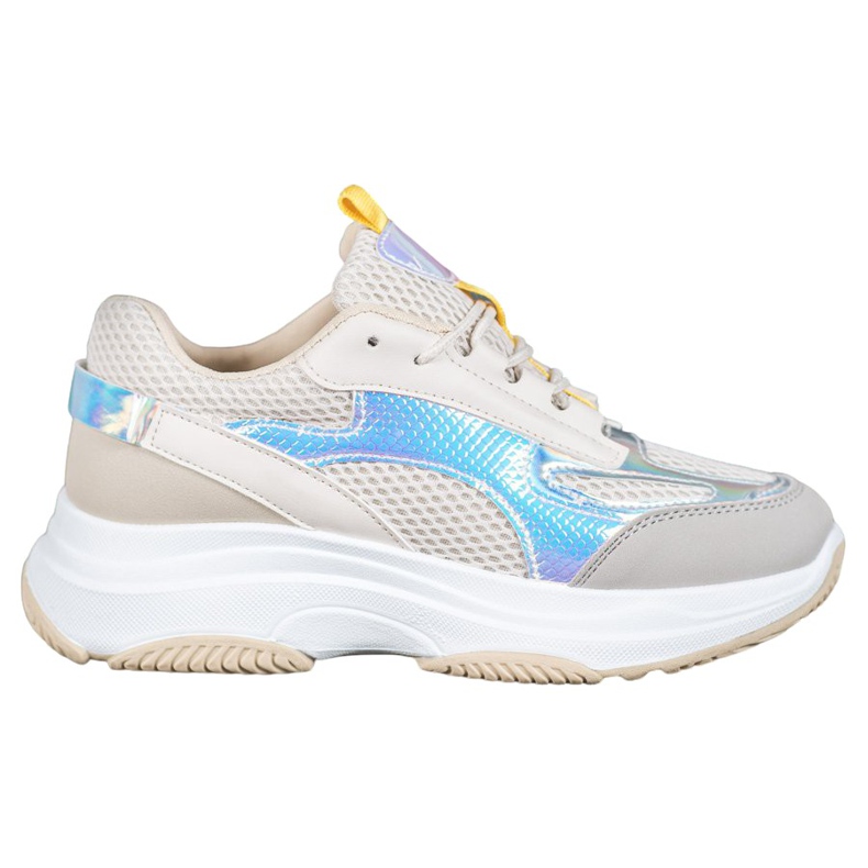 Bona Baskets beiges à mailles blanche gris multicolore